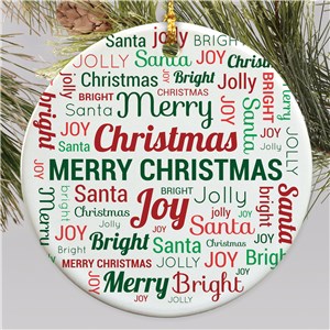 Personalized Christmas Family Word Art Ornament