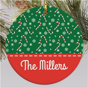 Personalized Candy Canes Round Ornament