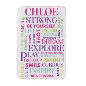 Personalized Girl Words Sherpa Blanket