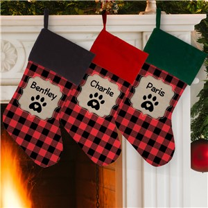 Personalized Pet Red Plaid Stocking