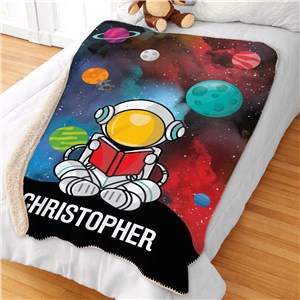 Personalized Astronaut with Book Sherpa Blanket