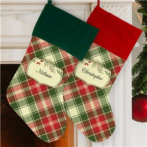 Personalized Christmas Plaid Stocking