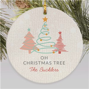 Personalized Pastel Christmas Trees Round Ornament