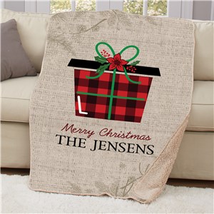 Personalized Merry Christmas Red and Black Plaid Present 37