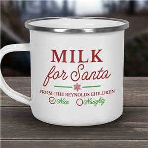 Personalized Milk For Santa Nice Check Mark Camper Mug