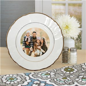 Photo Only 7.5” Double Gold Banded Embossed Rim Plate