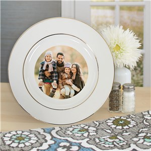 Photo Only 8.375” Double Gold Banded Rim Plate