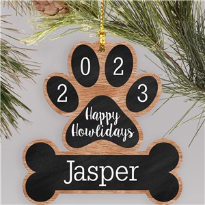 Personalized Happy Howlidays Wood Cut Ornament